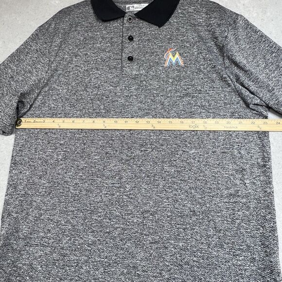 Miami Marlins Polo Shirt Mens XL Gray Short Sleeve Casual Stretch MLB Baseball - Picture 8 of 13